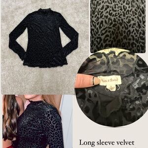 Hem & Thread Black Leopard Print Velvet Blouse